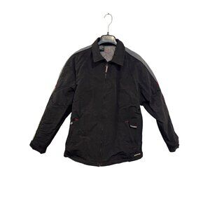 Vintage Quiksilver Mens Black & Gray Full-Zip Jacket Size M Nylon Shell Red Acce